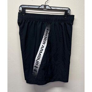 Under Armour Mens UA Woven Graphic Shorts Size Large Black & White Loose